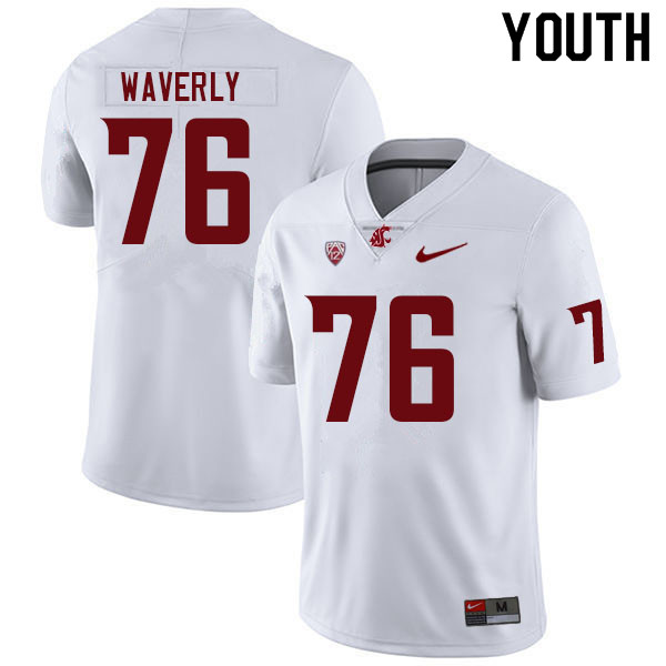 Youth #76 Charles Waverly Washington State Cougars College Football Jerseys Sale-White - Click Image to Close